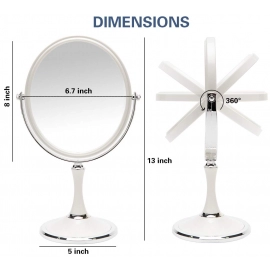 Desk Mirror Vintage Table Mirror with Stand 8-inch Double Sided Swivel Mirror 1X/3X